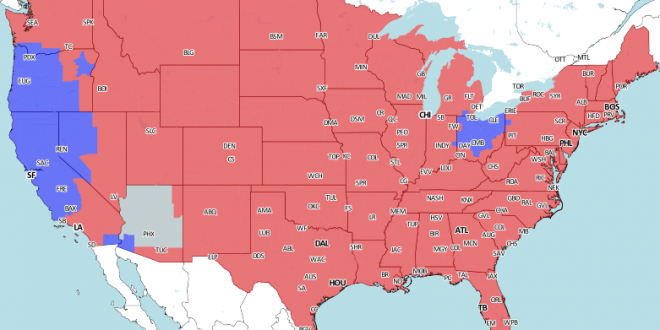 Week 8 Steelers Vs Colts Television Distribution Map - TheSteelersFans